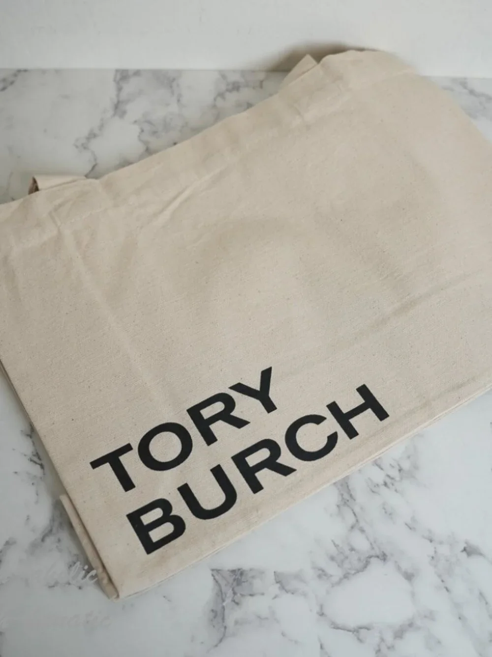 Tory Burch 100% Natural Cotton Logo Tote Shopping Bag